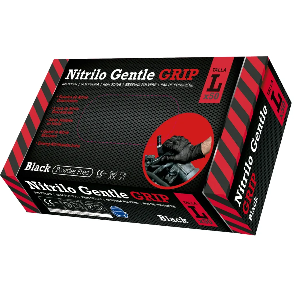ASATEX Guantes ambidiestros desechables de nitrilo N80GR-S CLASE B