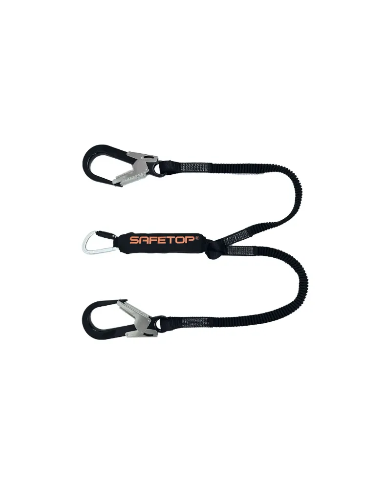 [80228-AS] SAFETOP Doble Cinta Elástica Serie AS c/Ganchos de ALU y Absobedores Protegidos, Ultra Cortos