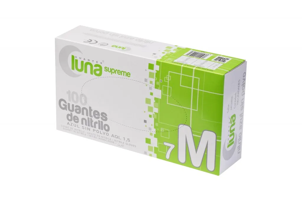 OMARE GUANTE NITRILO DESECHABLE AZUL SIN POLVO (S)