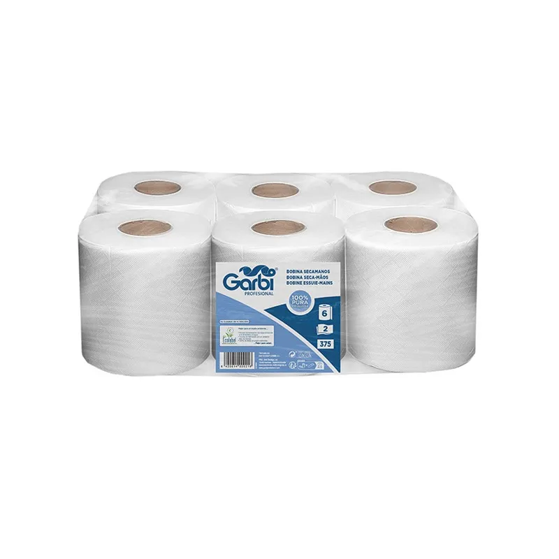 Bobina papel Secamanos 2 Capas 125M (6 uds)